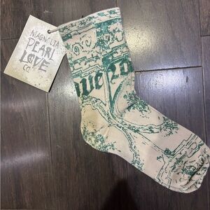 Magnolia Pearl Green and Cream Socks Pristine Cond, wtags, Nvr worn